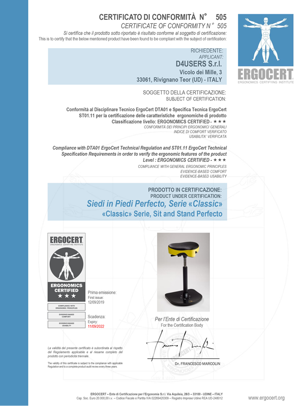 Certificato D4users SiediInPiedi Classic small